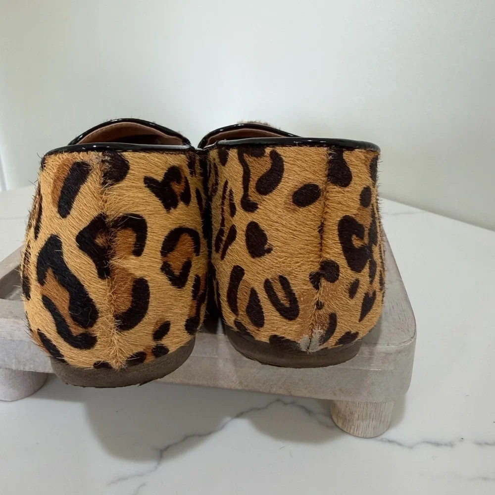 J Crew Shoes Womens 8 Brown Leopard Print Loafers Slip On Calf Hair Animal
